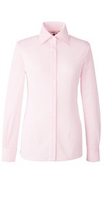 01165 en joie(アンジョア) シワになりにくくストレッチで透け防止の長袖ニットシャツ 93-01165