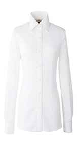 01165 en joie(アンジョア) シワになりにくくストレッチで透け防止の長袖ニットシャツ 93-01165
