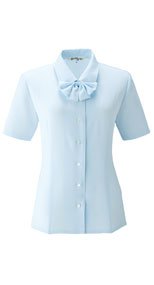 06130 en joie(アンジョア) シンプルデザインで定番3つの襟を楽しめる半袖ブラウス 無地 93-06130