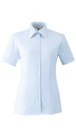 06165 en joie(アンジョア) シワになりにくくストレッチで透け防止の半袖ニットシャツ 93-06165