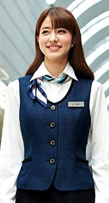 11730 en joie(アンジョア) 上質ボタンが印象的なブルーツイードの爽やかベスト 93-11730