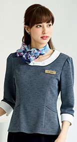 en joie(アンジョア) 41750 リボン風デザインの胸元がフェミニンなツイードのプルオーバートップス 93-41750