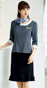 en joie(アンジョア) 51411 立体感のあるシルエットで快適なティアードスカート 無地 93-51411