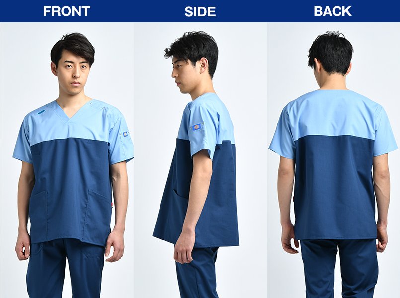 7040SC FOLK(フォーク)×Dickies スクラブ(男女兼用)のモデル前後