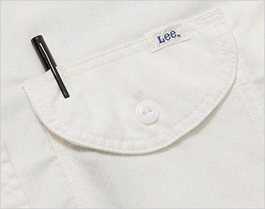 LCS46005 Lee シャンブレーシャツ/半袖(男性用) 左胸フラップにあるペン挿し口