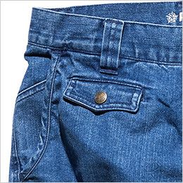 RP6903 ROCKY デニムカーゴパンツ(男女兼用) フラップ付きのコインポケットを配置