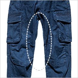 RP6905 ROCKY デニムジョガーカーゴパンツ(男女兼用) さまざまな体勢にフィットする股下のマチで動きやすさアップ