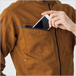 バートル 5505 綿100%チノクロス長袖シャツ(男女兼用) Phone収納ループ