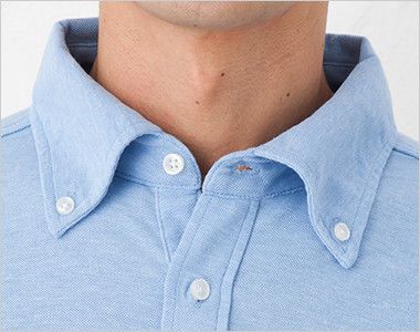 ドライCVCボタンダウンポロシャツ(ポケ付)(5.3オンス)(男女兼用) 共生地の台襟仕様で立体的できれいな首元