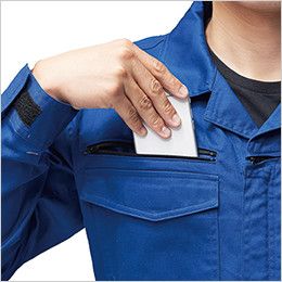ジーベック 34012 綿100%ツイル 楽脱ファスナーつなぎ 続服(男女兼用) 右胸 ファスナーポケット