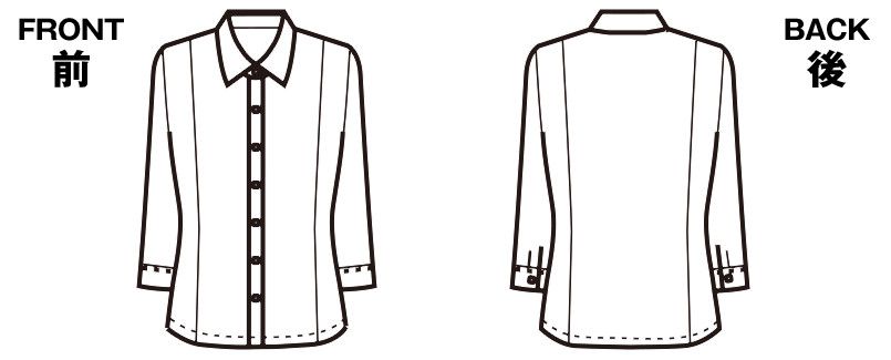 FB7097 nuovo(ヌーヴォ) 七分袖ブラウス FDミニダイヤ ハンガーイラスト・線画