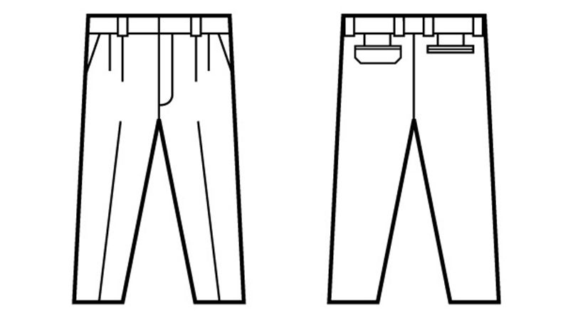自重堂 43801 エコ 5バリューツータックパンツ(製品制電JIS T8118適合) ハンガーイラスト・線画
