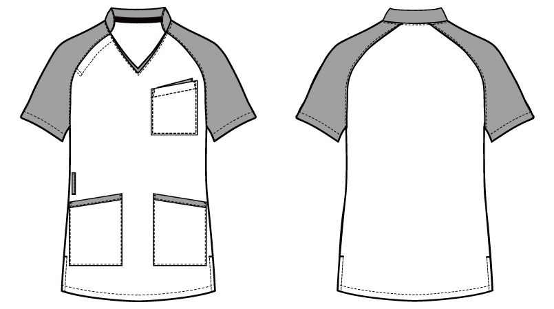 自重堂 WH11785 WHISEL スクラブ(男女兼用)衿と袖が配色 ハンガーイラスト・線画
