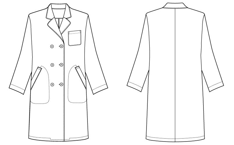 自重堂WHISEL WH2214 レディースダブルコート(女性用) ハンガーイラスト・線画