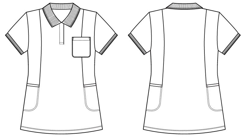 WH90338 自重堂WHISEL半袖 ドライポロシャツ(女性用) ハンガーイラスト・線画