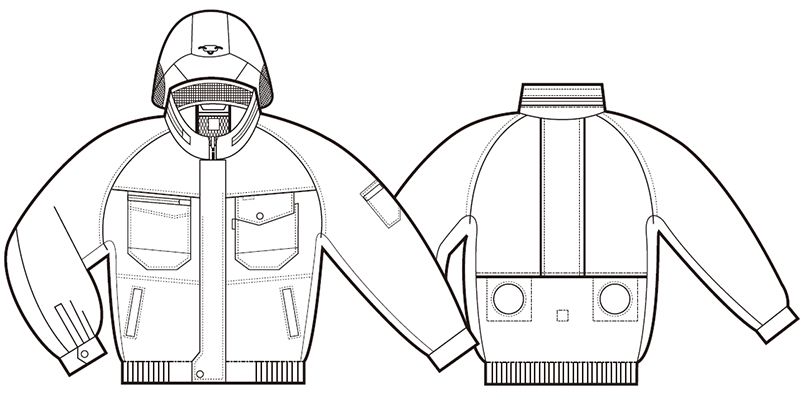 258611SET クロダルマ エアーセンサー 長袖ジャンパー ハンガーイラスト・線画
