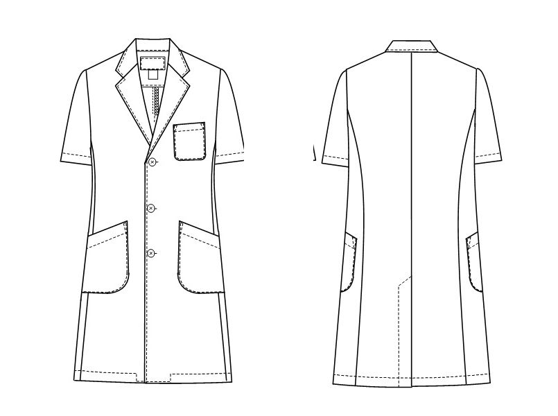 KEX5112 ナガイレーベン(nagaileben) ケックスター シングル半袖診察衣(男性用) ハンガーイラスト・線画