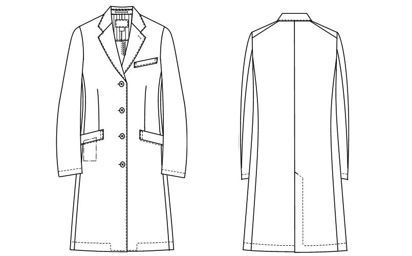 SD3040 ナガイレーベン(nagaileben) シングル診察衣長袖(女性用) ハンガーイラスト・線画