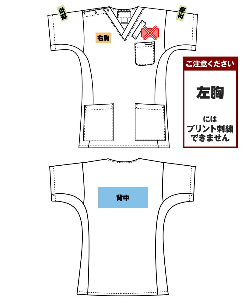 7013SC FOLK(フォーク) 国境なき医師団 スクラブ(男女兼用) プリントエリア