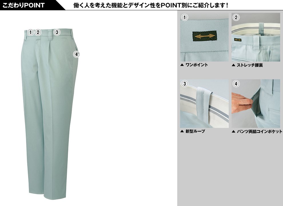 自重堂 80901 まるごとストレッチ ワンタックパンツのこだわりPOINT